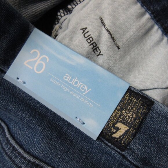 NWT 7 For All Mankind Aubrey in b(air) Peace Blue Skinny Stretch Jeans 26 - Picture 4 of 6